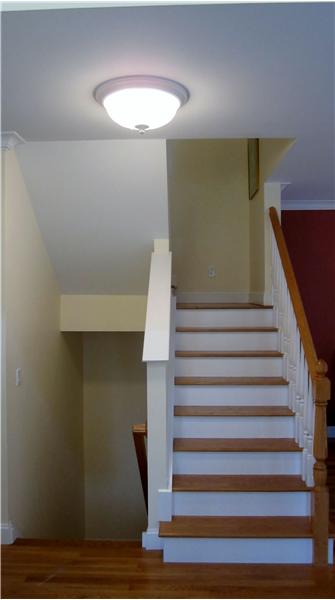 Staircase to upper and lower levels