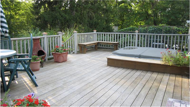 Mahongany/cedar deck with hot tub