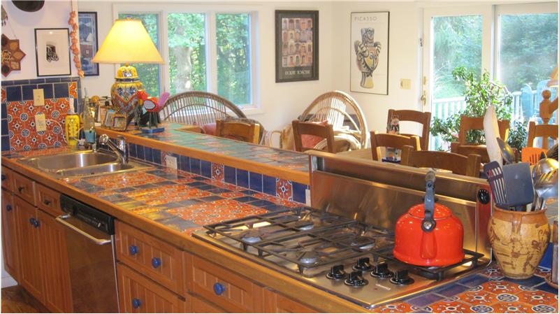 Custom Mexican hand-painted tile countertops