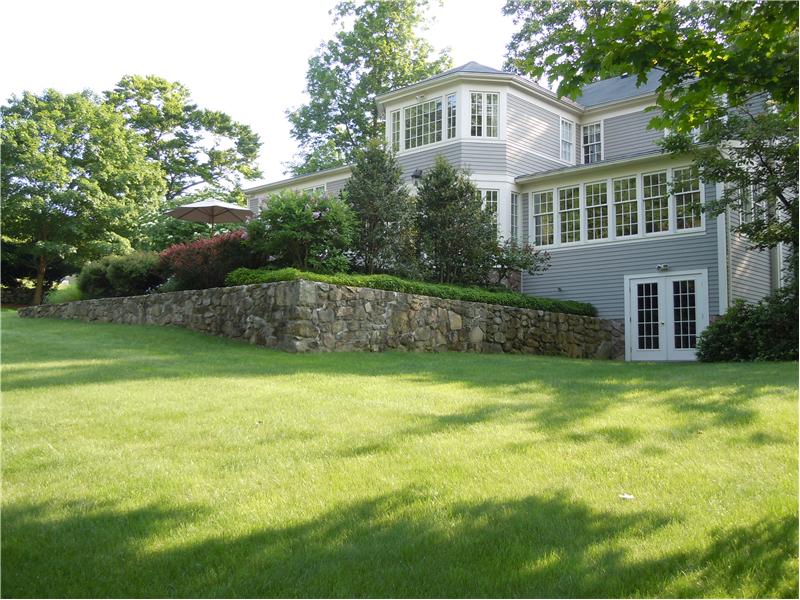 Stone work and lower level walk-out