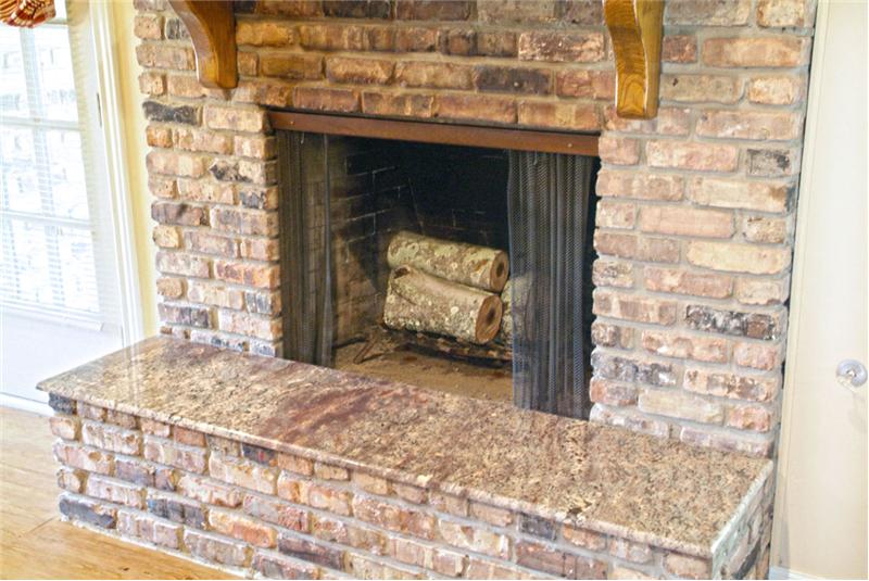 Granite added to fireplace hearth